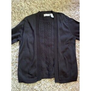 Women’s Alfred Dunner Black Women’s Built In Long Sleeve Shirt Sweater Size Med
